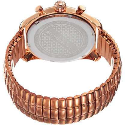 Akribos XXIV Rose Gold Ion Plated Alloy Case on Rose Gold Bracelet, Silver Dial with Black and Rose Gold Tone Hands