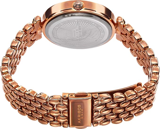 Akribos XXIV Rose Gold Ion Plated Alloy Case on Rose Gold Bracelet, Pink Mother of Pearl and Rose Gold Dial with Rose Gold Tone Hands
