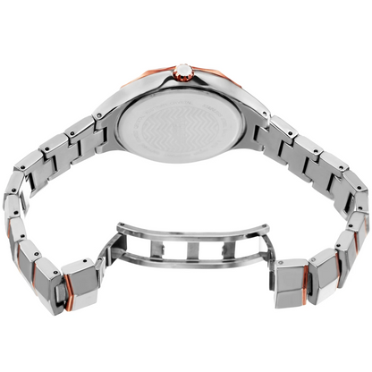 Akribos XXIV Two Tone Case on Two Tone Bracelet, White Dial with Rose Gold Tone Hands
