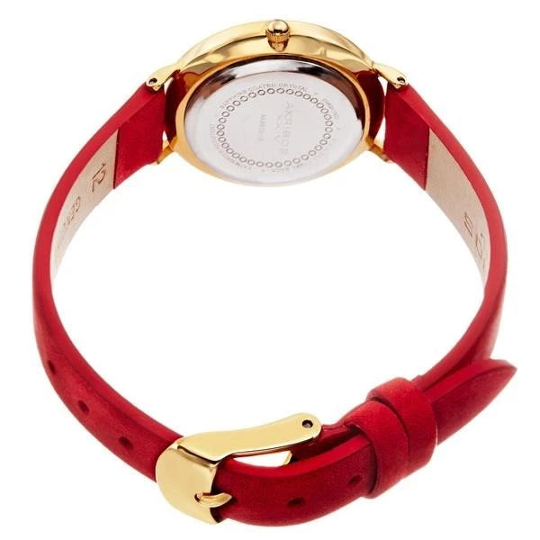 Akribos XXIV Gold Tone Case on Red Strap, Silver Dial with Gold Tone Hands
