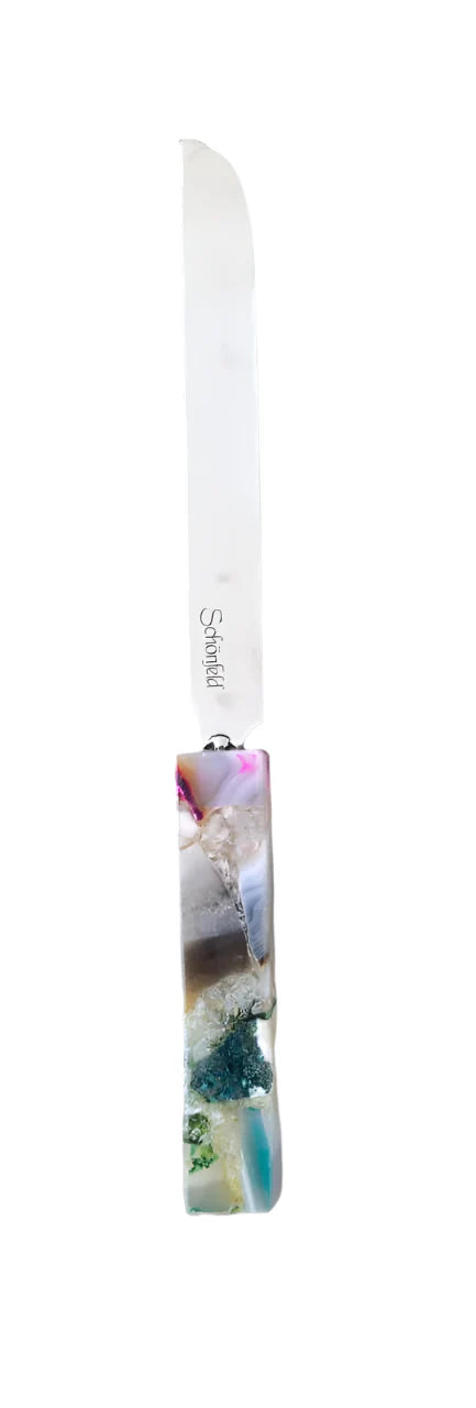 Agate Challah Knife – Luxury Bread Knife for Shabbos & Yom Tov | Unique Natural Handle