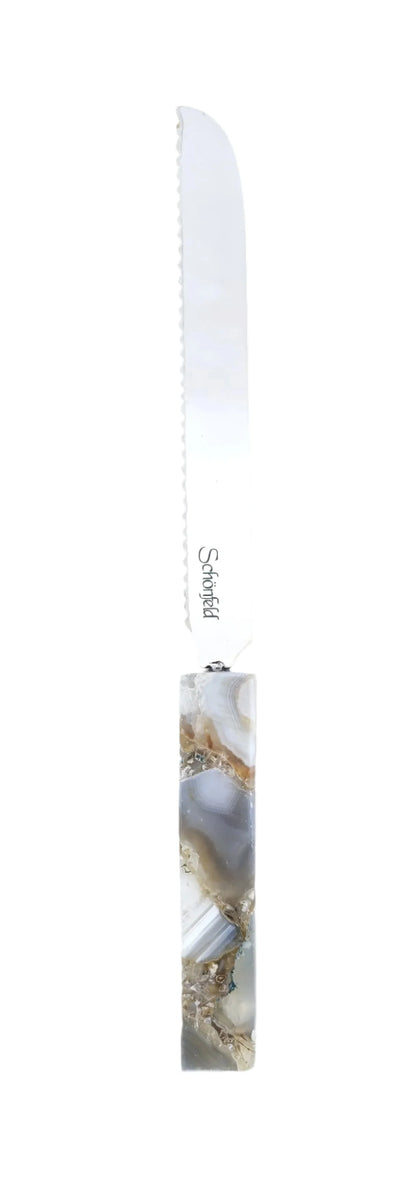 Agate Challah Knife – Luxury Bread Knife for Shabbos & Yom Tov | Unique Natural Handle