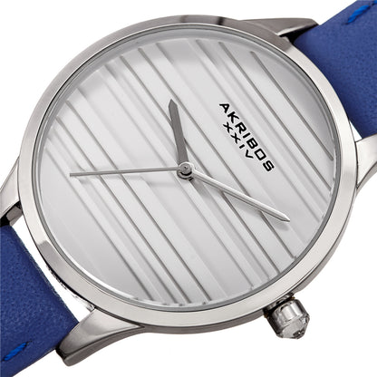 Akribos XXIV Quartz White Dial Blue Leather Ladies Watch
