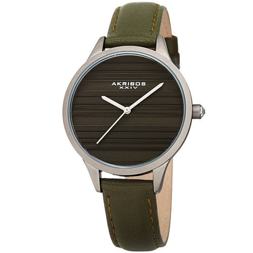Akribos XXIV Quartz Green Dial Green Leather Ladies Watch