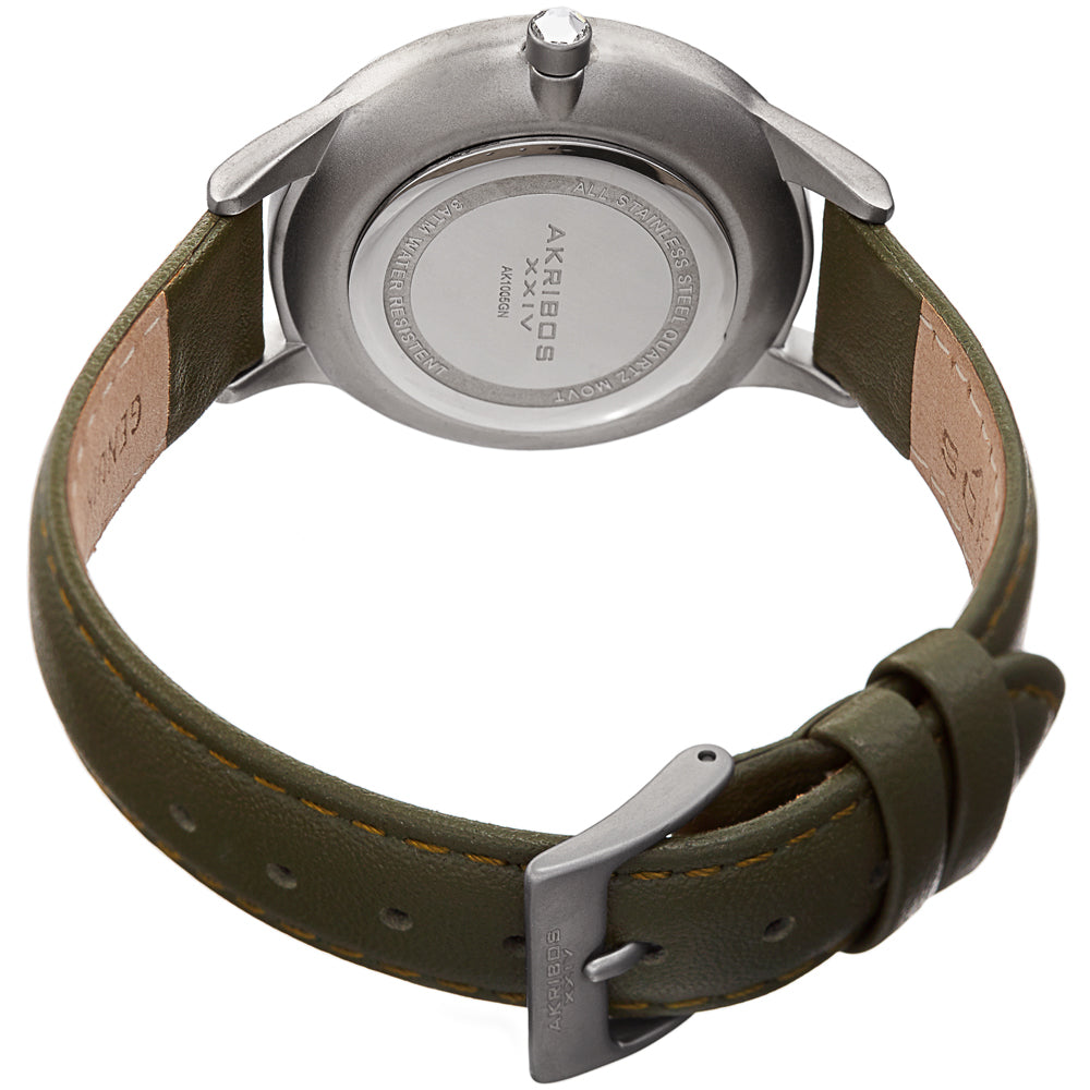Akribos XXIV Quartz Green Dial Green Leather Ladies Watch