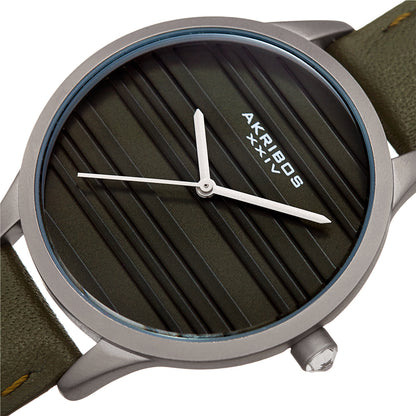 Akribos XXIV Quartz Green Dial Green Leather Ladies Watch