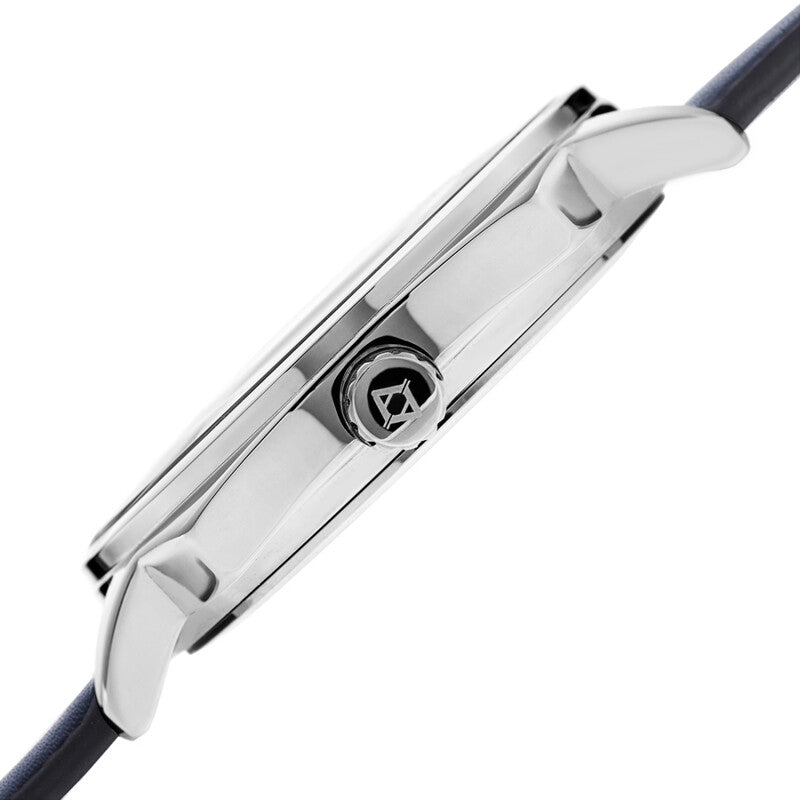 Akribos XXIV Silver Tone Case on Blue Strap, Blue Dial with Gunmetal Tone Hands
