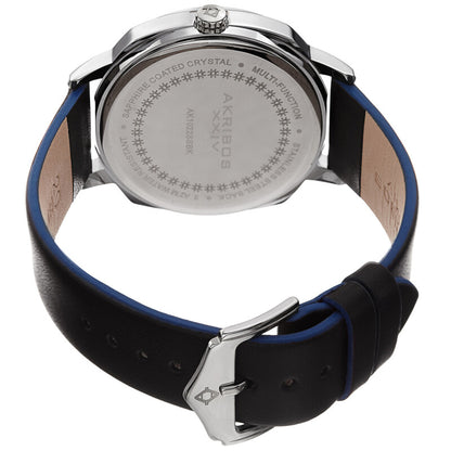 Akribos XXIV Silver Tone Case on Black Strap, Silver Dial with Gunmetal Tone Hands