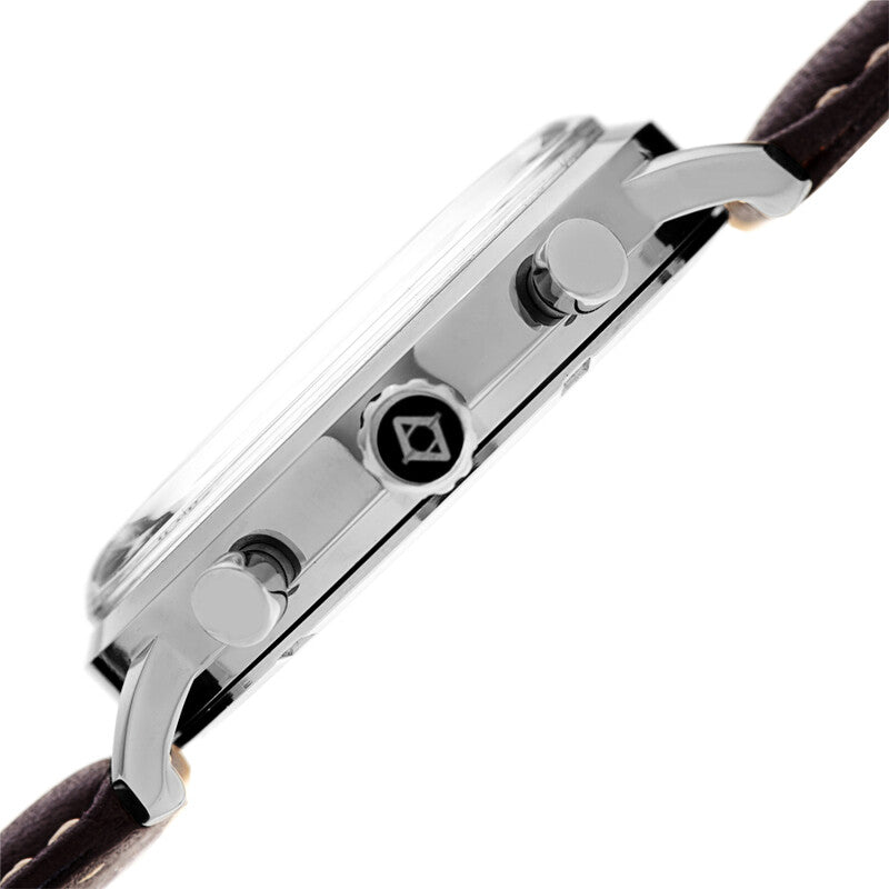 Akribos XXIV Silver Tone Case on Dark Brown Strap, Blue Dial with Silver Tone Hands