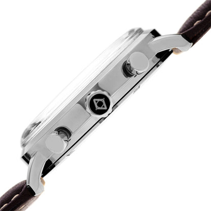 Akribos XXIV Silver Tone Case on Dark Brown Strap, Blue Dial with Silver Tone Hands
