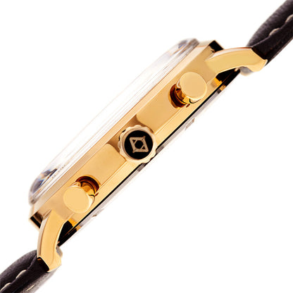 Akribos XXIV Gold Tone Case on Dark Brown Strap, Gold Dial with Brown Hands