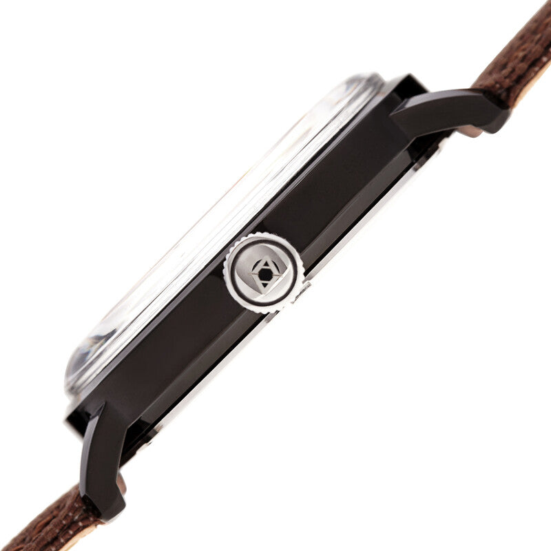 Akribos XXIV Black Tone Case on Brown Canvas Leather Strap, with a Brown Dial and Black Hands