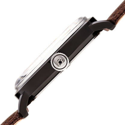 Akribos XXIV Black Tone Case on Brown Canvas Leather Strap, with a Brown Dial and Black Hands