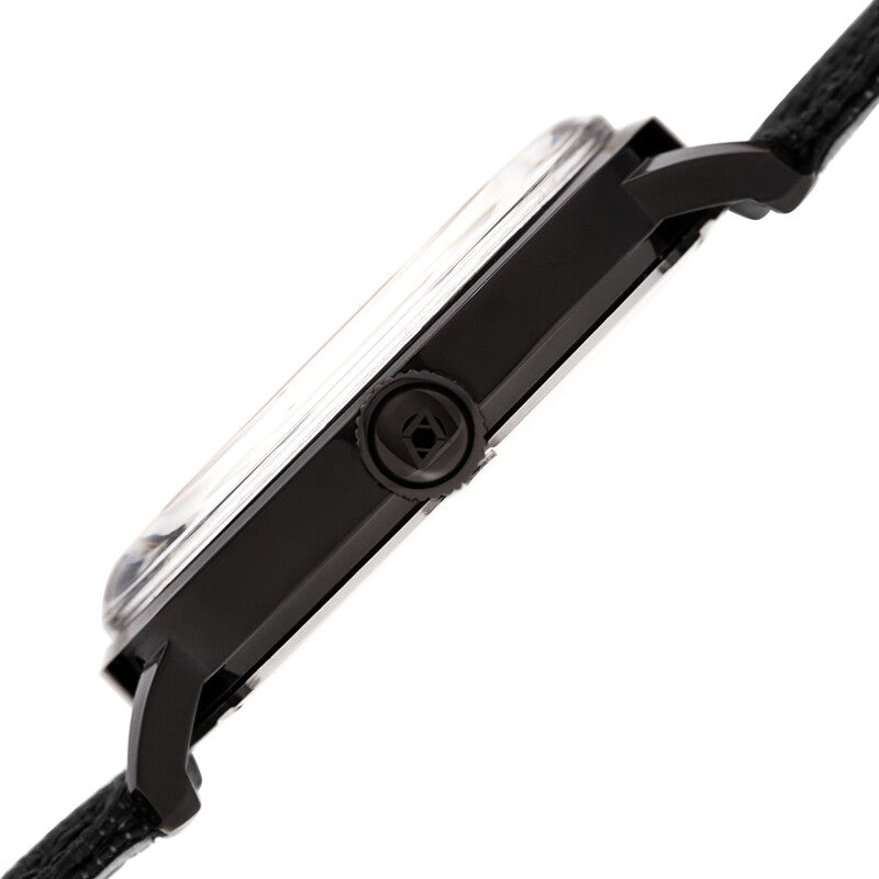Akribos XXIV Black Tone Case on Black Canvas Leather Strap, with a Silver Dial and Black Hands