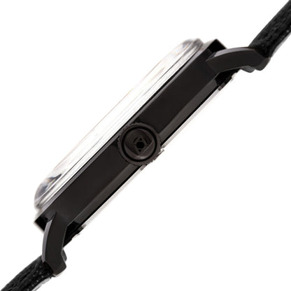 Akribos XXIV Black Tone Case on Black Canvas Leather Strap, with a Silver Dial and Black Hands