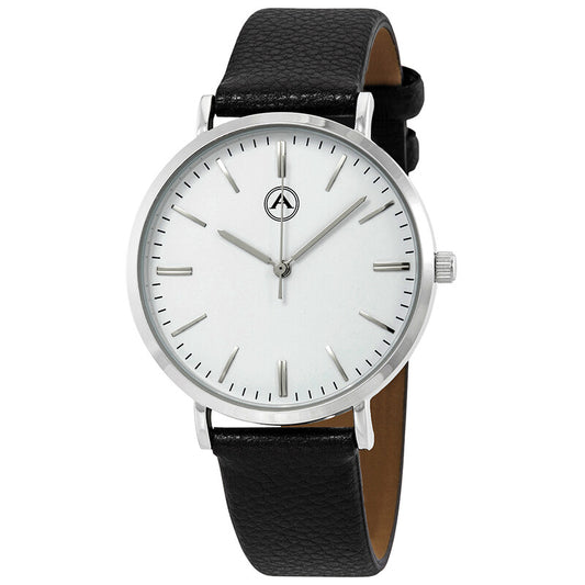 Akribos XXIV Basic Silver Case Watch with Black Strap and Silver Tone Hands