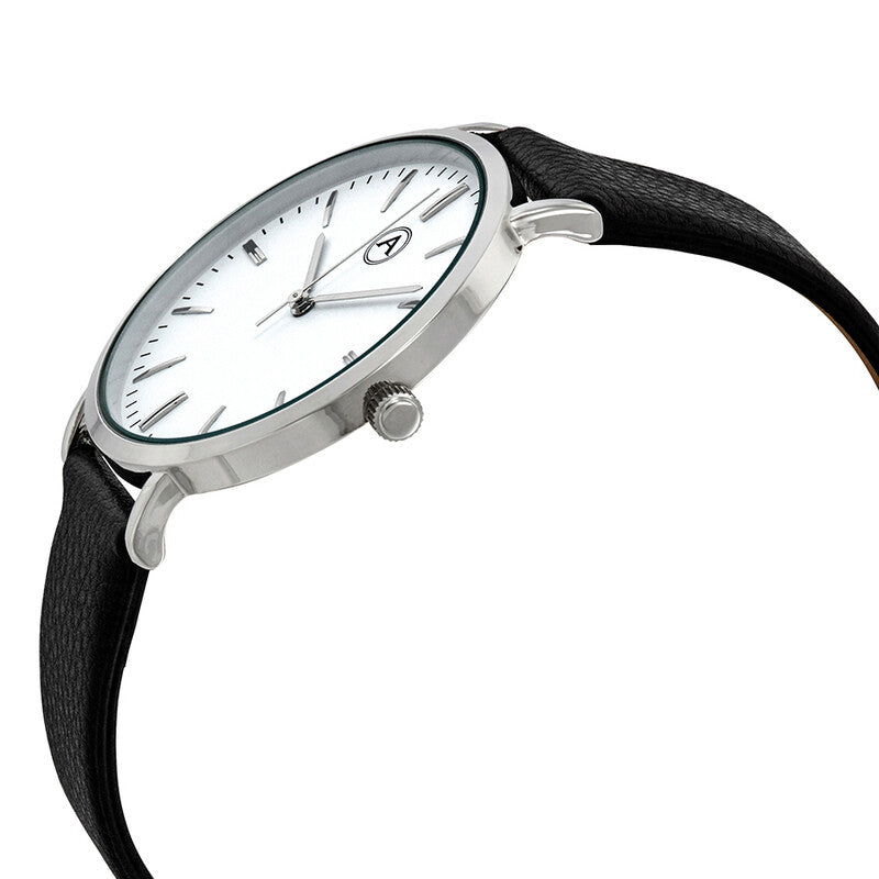 Akribos XXIV Basic Silver Case Watch with Black Strap and Silver Tone Hands