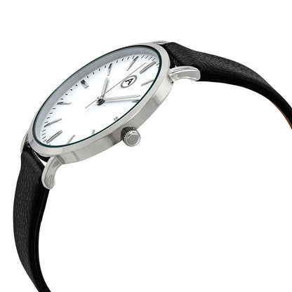 Akribos XXIV Basic Silver Case Watch with Black Strap and Silver Tone Hands