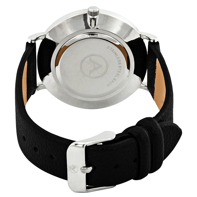 Akribos XXIV Basic Silver Case Watch with Black Strap and Silver Tone Hands