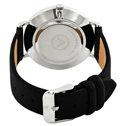 Akribos XXIV Basic Silver Case Watch with Black Strap and Silver Tone Hands