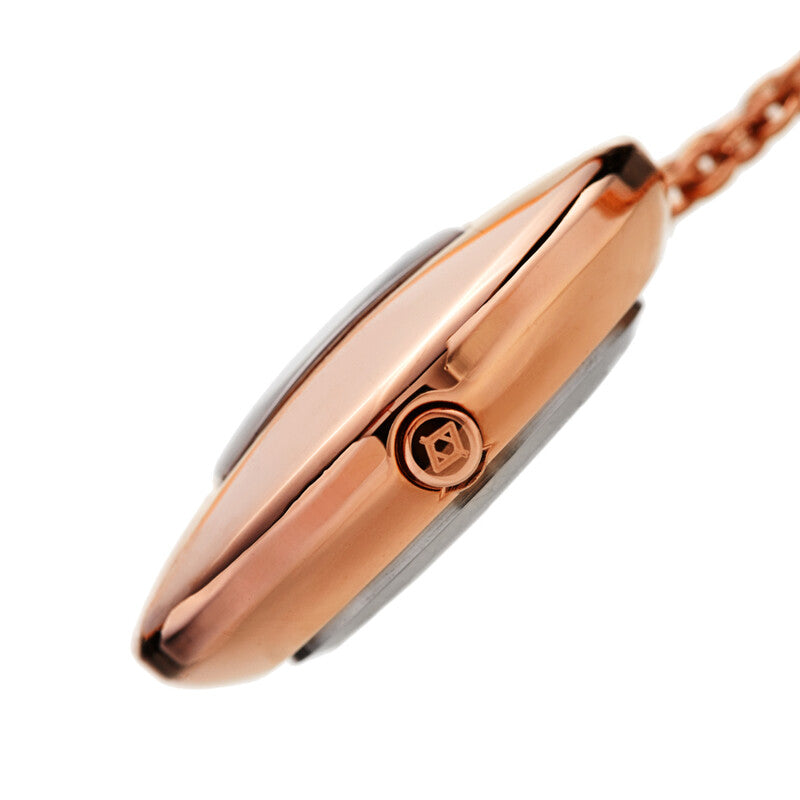 Akribos XXIV Ion Plated Rose Gold Tone Diamond Pendant Watch with 79cm Long Stainless Steel Rose Gold Plated Chain Necklace