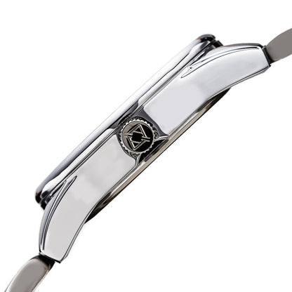 Akribos XXIV Ion Plated Silver Tone Case and Band with a Black Bezel Under Crystal, Silver Dial