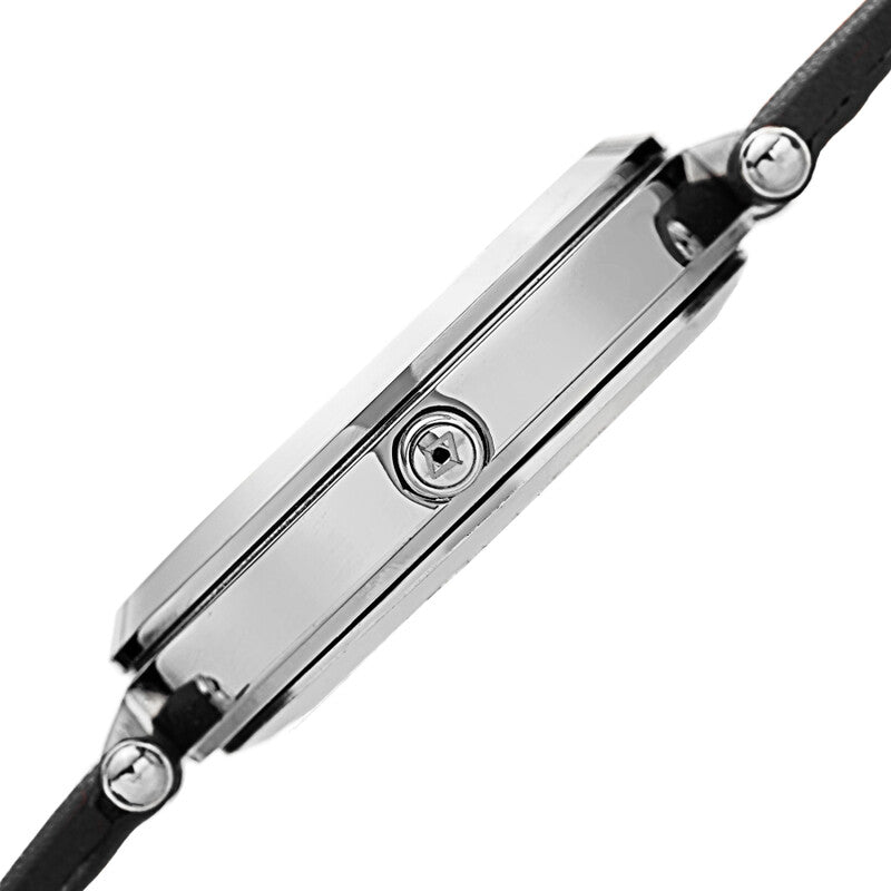 Akribos XXIV Ion Plated Silver Tone Case with Diamond on Circular Pattern MOP Dial, on a Black Leather Strap