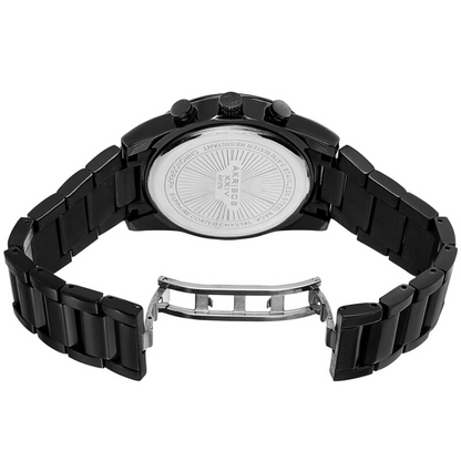 Akribos XXIV Ion Plated Black Chronograph Watch with Black Stainless Steel Bracelet