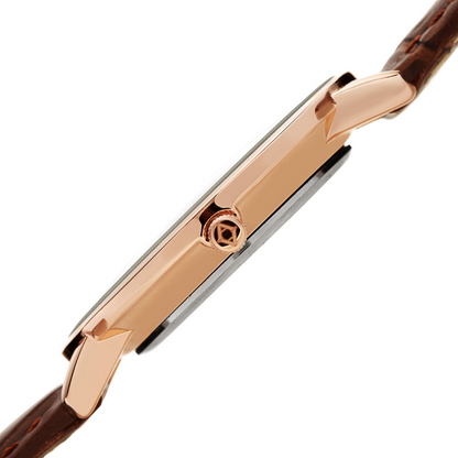 Akribos XXIV Ion Plated Rose Gold Tone Case with Domed Crystal, Ombre Grey Dial, on a Brown Croco Strap