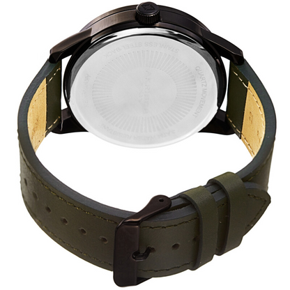 Akribos XXIV Ion Plated Black Case, Black and Red Dial, Khaki Green Strap