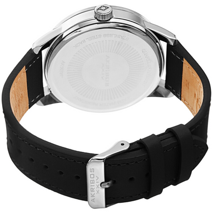 Akribos XXIV Ion Plated Silver Case, Black and Yellow Dial, Black Strap
