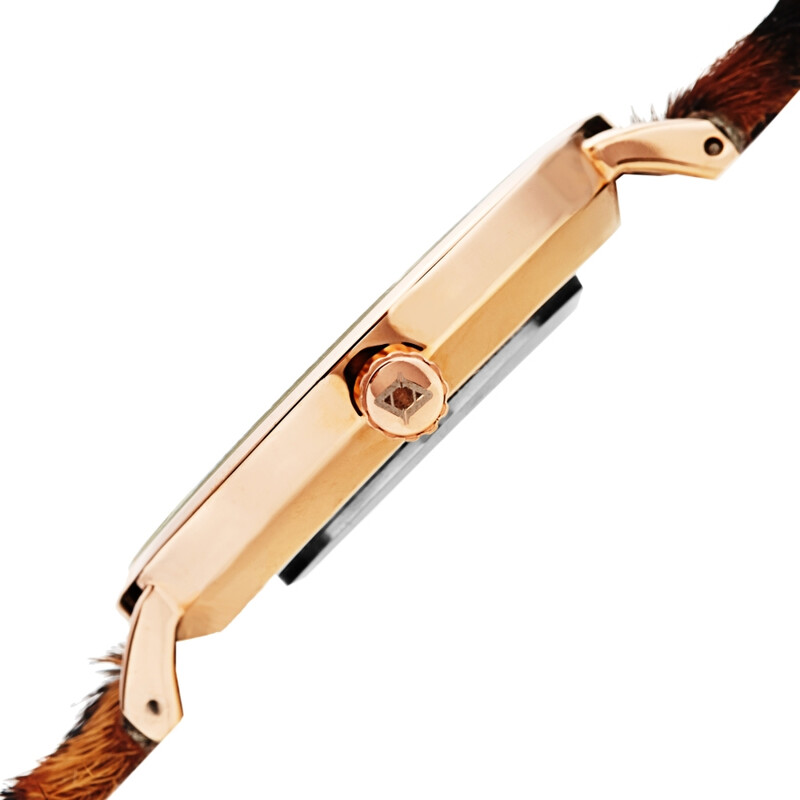 Akribos XXIV Ion Plated Rose Gold Tone Case with White Dial and Leopard Pattern Cavallino Strap