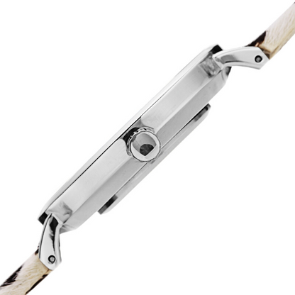 Akribos XXIV Ion Plated Silver Tone Case with White Dial and Dalmation Pattern Cavallino Strap