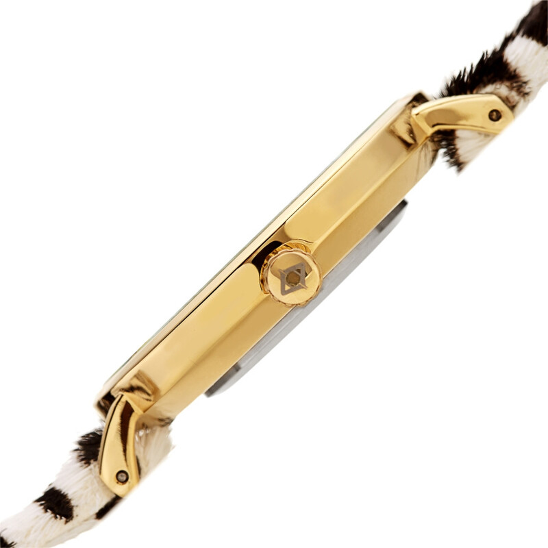 Akribos XXIV Ion Plated Gold Tone Case with White Dial and Zebra Pattern Cavallino Strap