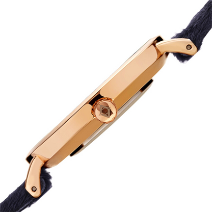 Akribos XXIV Ion Plated Rose Gold Tone Case with White Dial and Black Cavallino Strap