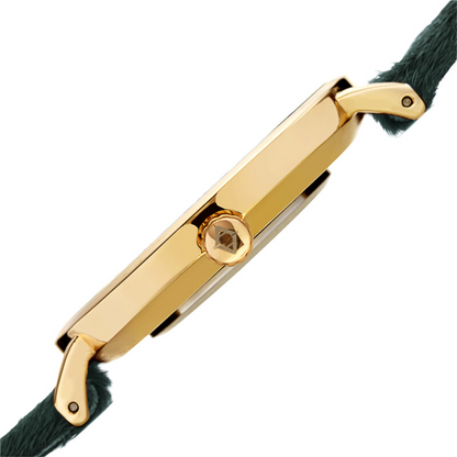 Akribos XXIV Ion Plated Gold Tone Case with Green Dial and Green Cavallino Strap