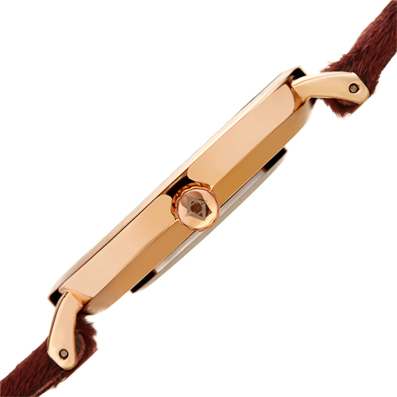 Akribos XXIV Ion Plated Rose Gold Tone Case with Burgundy Dial and Burgundy Cavallino Strap