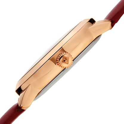 Akribos XXIV Ion Plated Rose Gold Tone Case, Red Glitter Dots on the Dial, Red Strap