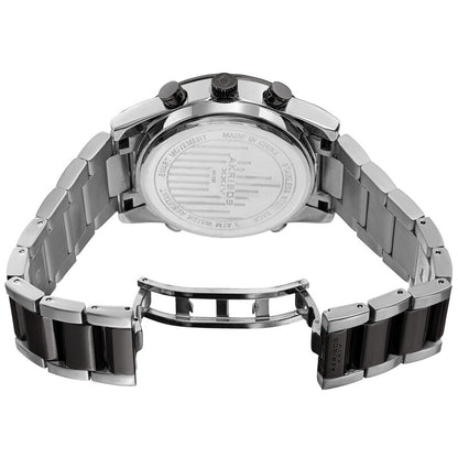 Akribos XXIV Ion Plated Two Tone Black and Silver SMART Watch, with Black Dial, on a Two Tone Stainless Steel Link Bracelet