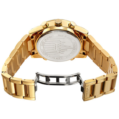 Akribos XXIV Ion Plated Gold Tone SMART Watch, with Black Dial, on a Gold Stainless Steel Link Bracelet