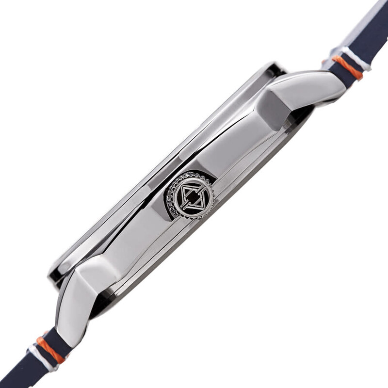 Akribos XXIV Ion Plated Silver Tone Case, Full Luminous Dial, on a Blue Leather Strap with Contrast Stitch Feature