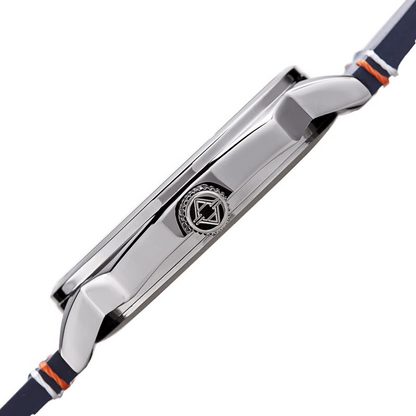 Akribos XXIV Ion Plated Silver Tone Case, Full Luminous Dial, on a Blue Leather Strap with Contrast Stitch Feature