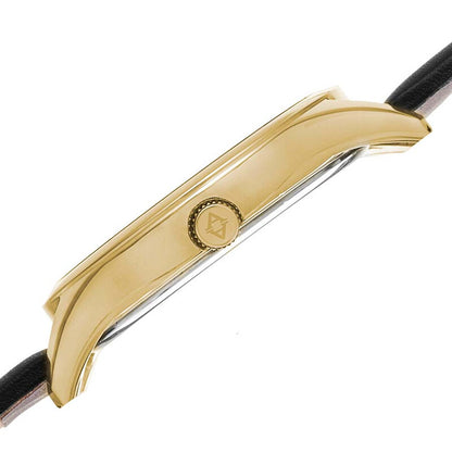 Akribos XXIV Yellow Gold Ion Plated Stainless Steel Case on Black Strap, Silver Dial with Gold Tone Hands