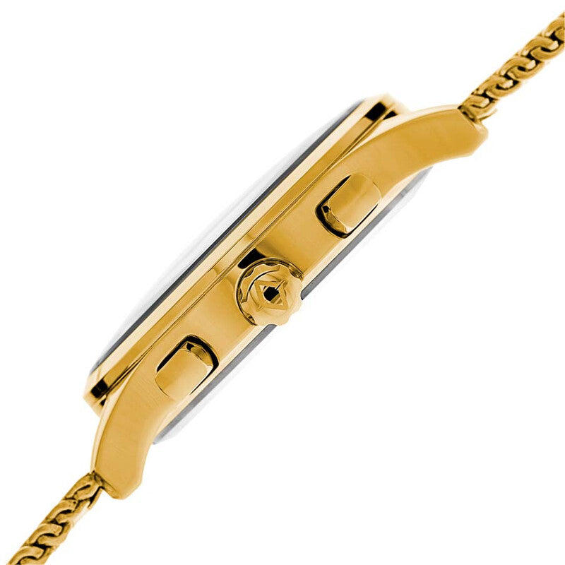 Akribos XXIV Yellow Gold Ion Plated Stainless Steel Case on Gold Bracelet, Black Dial with Gold Tone Hands