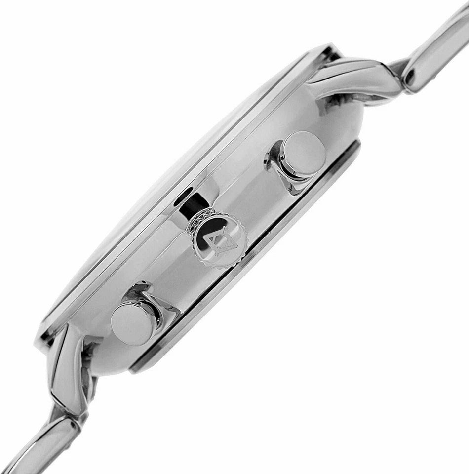 Akribos XXIV Silver Ion Plated Alloy Case on Silver Bracelet, Silver Dial with Silver Tone Hands