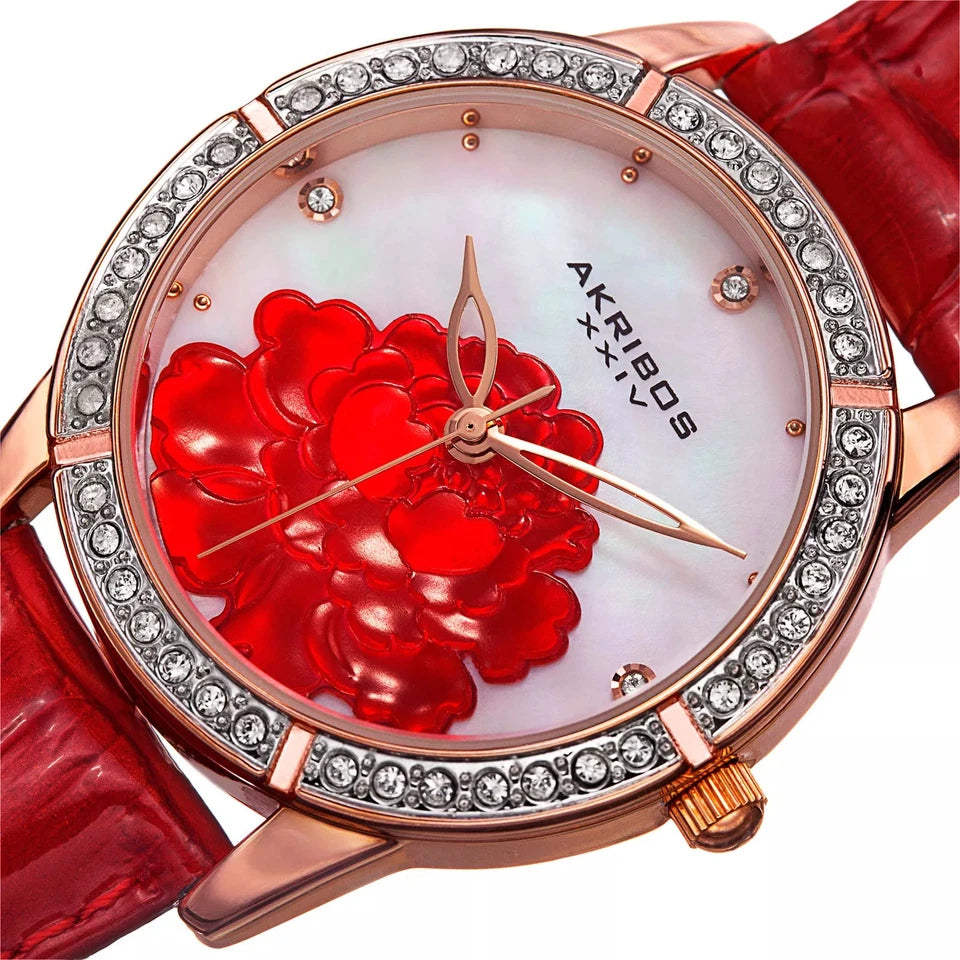 Akribos XXIV Rose Gold Ion Plated Alloy Case on Rose Gold Bracelet, Rose Gold Dial with Rose Gold Tone Hands