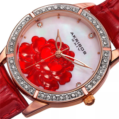 Akribos XXIV Rose Gold Ion Plated Alloy Case on Rose Gold Bracelet, Rose Gold Dial with Rose Gold Tone Hands