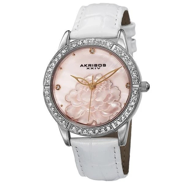 Akribos XXIV Stainless Steel Case on Silver Bracelet, Silver Dial with Black Hands