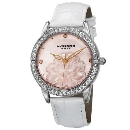 Akribos XXIV Stainless Steel Case on Silver Bracelet, Silver Dial with Black Hands