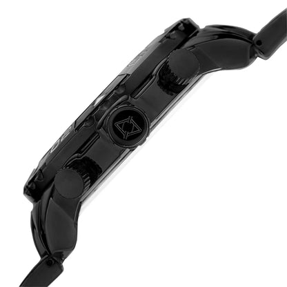 Akribos XXIV Black Ion Plated Alloy Case on Black Bracelet, Black Dial with Silver Tone Hands